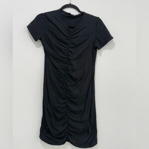 PrettyLittleThing Black Ruched Mini Dress Size 6